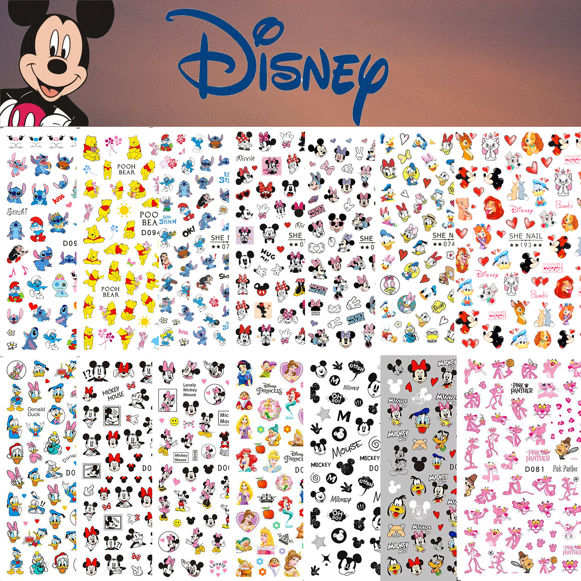 Anime Merchandise Nepal - 1PCS Disney Cartoon Nail Stickers Wholesale