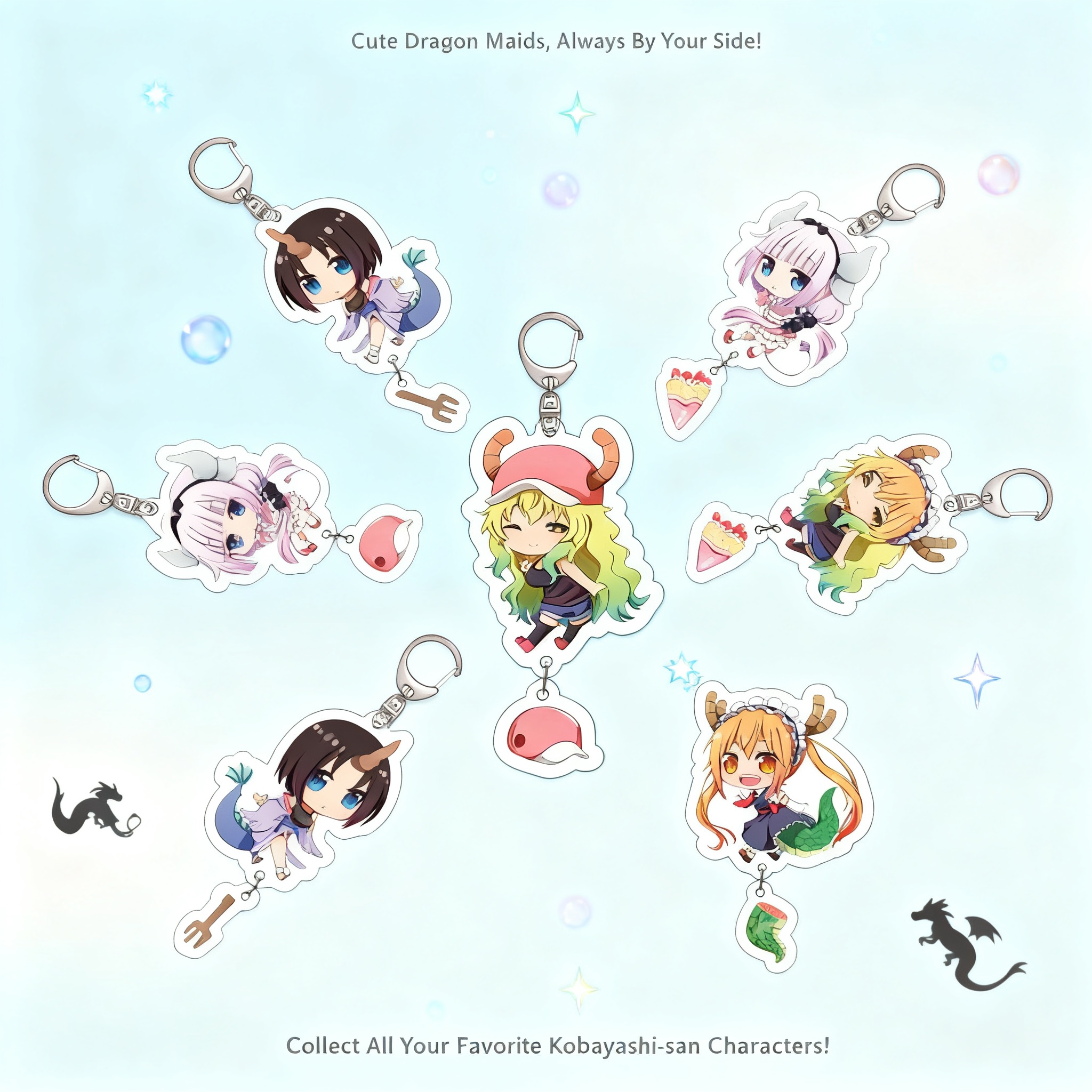 Anime Merchandise Keychain - Anime Acrylic Keychain Miss Kobayashi's Dragon
