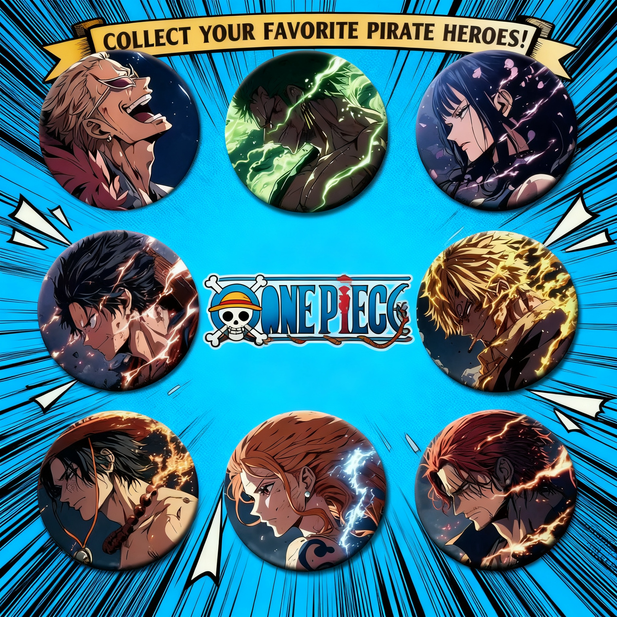 Anime Expo Merchandise - One Piece Badge Luffy Zoro Ace